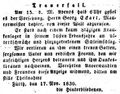 Traueranzeige für <a class="mw-selflink selflink">Georg Eckart (Maurermeister)</a>, 1830