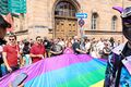 Barbara Fuchs (MdL) und Maurice Schönleben auf dem 1. Christopher Street Day in Fürth, Juli 2024