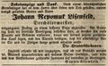 Traueranzeige für den Drechslermeister <!--LINK'" 0:19-->, Juli 1843