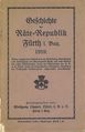 Geschichte der Räte-Republik Fürth i. Bay. 1919 - Titelseite