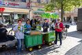 Bundestagswahlkampf der Grünen in der Fußgängerzone, mit im Bild Grünen Landtagsabgeordnete Barbara Fuchs und die Kreisverbandsvorstandsmitglieder Gabriele Zapf (Stadträtin & stellv. Fraktionsvorsitzende), Joachim Metzgen und Tobias Settler, Sept. 2021