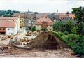 Bauarbeiten auf dem Gelände des ehem. Grüner-Park, Bildmitte die Gaststätte Schlössla, 2000