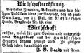 Wirtschaftseröffnung J.G. Segitz, 11.5.1867