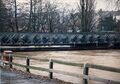 Hochwasser am Dambacher Talübergang "Fuchsloch" mit der ehem. Behelfsbrücke der U.S. Army, Feb. 1987