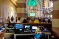 Gottesdienst in der Kirche St. Paul mittel einer KI auf der Leinwand während des Evang. Kirchentags, Juni 2023