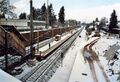 S-Bahn Bauarbeiten - die zwei neuen Gleise rechts sind noch nicht verlegt. Provisorischer Bahnsteig an der DB Strecke mit Zugang von der <!--LINK'" 0:15-->. Früherer Haltepunkt Unterfarrnbach, jetzt <!--LINK'" 0:16--> im November <!--LINK'" 0:17-->