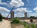 Baubeginn auf dem Hornschuch-Campus - hier die beiden Treppenhäuser für das künftige Parkhaus auf dem Areal, Juli 2020