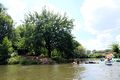 Der Zusammenfluss der Flüsse in Fürth vom Wasser aus gesehen, Juli 2020