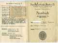 Historisches Sparbuch der Stadtsparkasse Fürth vom Januar 1955 - noch mit "Reichsmark", Zinsberechnung auf der letzten Seite