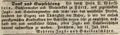 Zeitungsanzeige über den Büchsenmacher , Juli 1843