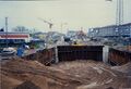 Bauarbeiten an der Foerstermühle/Kulturforum für den Bau des U-Bahnhofs Stadthalle. Rechts der Rohbau des <!--LINK'" 0:385-->, seit 2017 geschlossen im November 1996