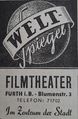 Werbeanzeige für das <!--LINK'" 0:54--> Filmtheater, 1949