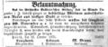 Anzeige Geschwister Balbierersche Stiftung, Fürther neueste Nachrichten für Stadt und Land (Fürther Abendzeitung) 30.10.1875