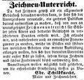 Zeitungsanzeige des Malers <!--LINK'" 0:0-->, dass er Zeichenunterricht erteilt, Januar 1854