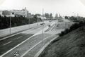 Teileröffnung des neuen Frankenschnellwegs (A73) an der Stadtgrenze zur Nachbarstadt Nürnberg - im Hintergrund die Kurgartenbrücke, Juli 1967