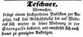 Zeitungsanzeige des Uhrmachers <!--LINK'" 0:30--> in der <!--LINK'" 0:31-->, März 1854