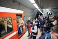 Letzte Fahrt U-Bahn DT-1 vom U-Bahnhof Stadthalle in Fürth zur "Endhaltestelle" in Nürnberg U-Bahnhof Scharfreiterring, Jan. 2023