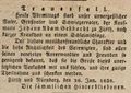 Traueranzeige für , Januar 1838