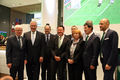 2017 - Eröffnung der neuen Haupttribüne der Spielvereinigung. V.l.n.r.: DFL-Präsident Reinhard Rauball, Bay.-Landesinnenminister Joachim Herrmann, Bundesminister Christian Schmidt, OB Dr. Thomas Jung, Sponsorin Ingrid Hofmann, SpVgg-Präsident Helmut Hack, SpVgg-Geschäftsführer Holger Schwiewagner