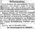 Ernennung des Kupferschmiedmeisters <!--LINK'" 0:21--> zum Aufseher städtischen Straßenbeleuchtung, November 1866