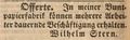 Zeitungsanzeige des Buntpapierfabrikanten <!--LINK'" 0:15-->, Mai 1849