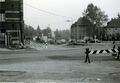 Kreuzungsbereich Würzburger Straße - Friedrich-Ebert-Straße, links im Bild die alte Pfründ, Nov. 1974