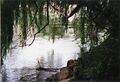 Blick vom Restaurant Außenbereich "Ufergarten" im ehem. <!--LINK'" 0:9--> über <!--LINK'" 0:10--> zur <a class="mw-selflink selflink">Maxbrücke</a> im Juli 1998