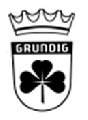 Altes Firmenlogo der Firma <a class="mw-selflink selflink">Grundig</a>. Stolz zeigt es das Fürther Kleeblatt.