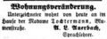 Wohnungsveränderung von A. L. Auerbach, Oktober 1857