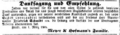 Danksagung zur Anteilnahme und Geschäftsempfehlung der Familie Meyer & Hofmann vom 1. März 1868