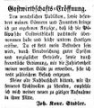 Joh. Konr. Stadler übernimmt die Pilipp´sche Gastwirthschaft, August 1855