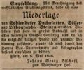 Zeitungsanzeige von Johann Georg Bischoff, Wirt zum <!--LINK'" 0:30-->, Mai 1846