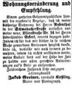 Zeitungsanzeige des Photographen <!--LINK'" 0:11-->, vorm. Kießling, November 1863