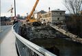 Abbrucharbeiten an der alten Maxbrücke während der Bauzeit der U-Bahnhaltestelle Stadthalle vor dem heutigen Kulturforum, Feb. 1997