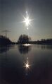 Hochwasser im <a class="mw-selflink selflink">Wiesengrund</a>. Blick vom <!--LINK'" 0:248--> Richtung <!--LINK'" 0:249--> im Gegenlicht Januar 1987