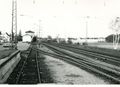 1990: Blick von der Laderampe auf den Bahnhof Vach und die Gleisanlagen. Im Hintergrund <!--LINK'" 0:0-->