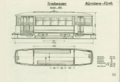 Technische Zeichnung Triebwagen, Baujahr 1928