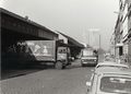 Gebhardtstraße mit Güterbahnhof in Blickrichtung Hauptbahnhof. Ladeverkehr, im Bild ein LKW der Fa. BIG