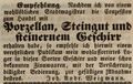 Zeitungsannonce des Zinngießers <!--LINK'" 0:47-->, März 1845