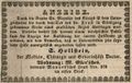 Zeitungsanzeige des neuen Arztes <!--LINK'" 0:10-->, Juni 1843