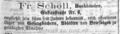 Anzeige Schöll Gustavstr 6, Fürther Tagblatt 9. März 1861