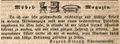 Werbeannonce des Schreinermeisters <!--LINK'" 0:22-->, Februar 1839