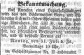 Das Wohnhaus im <!--LINK'" 0:14--> soll versteigert werden, Juli 1854