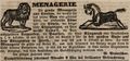 Werbeannonce für eine Menagerie bei der <!--LINK'" 0:70-->, Oktober 1844