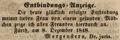 Zeitungsanzeige von Dr. , Dezember 1848