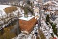 Wolfsgrubermühle - Blick von Westen nach Osten, im Hintergrund das Eichamt bzw. die alte Feuerwache, Jan. 2019