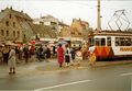 Die letzte Fahrt der Straßenbahn durch die Innenstadt, hier an der Billinganlage, Juni 1981