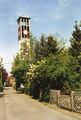 Blick auf die Stadelner [[Christuskirche]], 1996