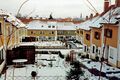 Blick auf die Häuser <a class="mw-selflink selflink">Am Grünerpark</a> und der <!--LINK'" 0:14--> (hinten), Februar 1991