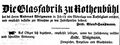 Zeitungsannonce des Zinngießers und Porzellan- und Glashändlers <!--LINK'" 0:26-->, August 1855